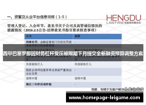 西甲巴塞罗那因财务杠杆受压被限期下月提交全新融资预算调整方案 西甲巴塞罗那因财务杠杆受压被限期下月提交全新融资预算调整方案
